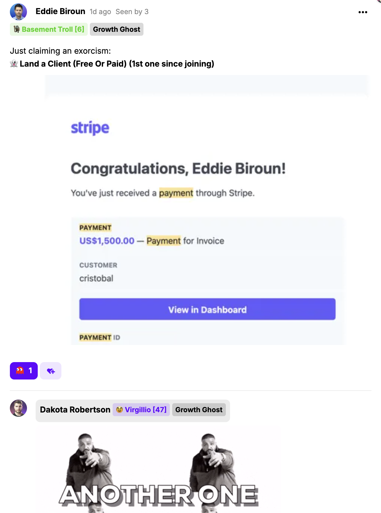 Eddie Biroun — first $1,500 client